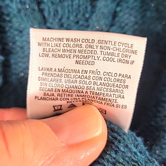 CANYON RIVER BLUES Dark Teal Blue Cowl Neck Long Sleeve Sweater Size L - Picture 7 of 8